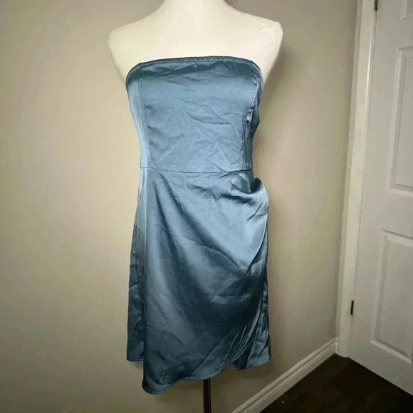 NWT CIDER CINDERELLA blue satin  glam dress L - Picture 2 of 5